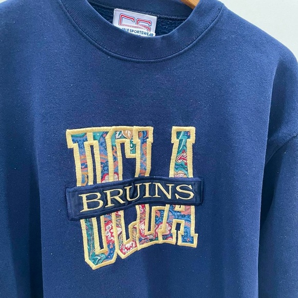Vintage UCLA Bruins Embroidered Paisley Floral College Crewneck Sweatshirt - Picture 3 of 5